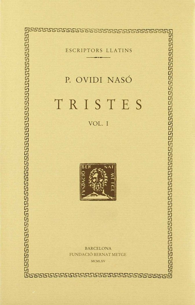 Tristes, vol. I: llibres I-II, de Ovidi | portada del libro