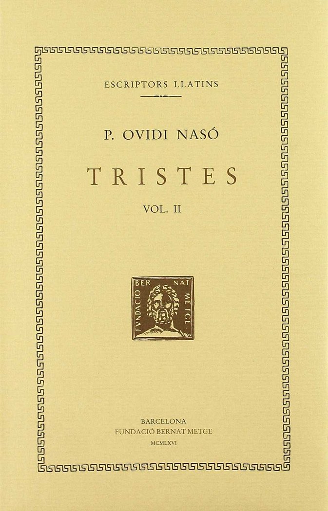 Tristes, vol. II i últim: llibres III-V, de Ovidi | portada del libro
