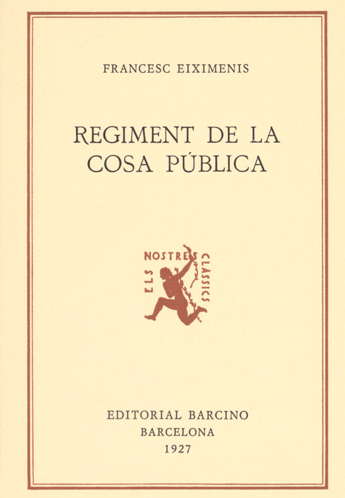 Regiment de la cosa pública | portada del libro