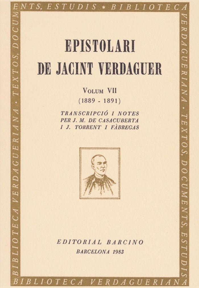 EPISTOLARI DE JACINT VERDAGUER., de VERDAGUER, JACINT | portada del libro