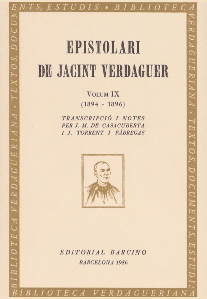 EPISTOLARI DE JACINT VERDAGUER., de VERDAGUER, JACINT | portada del libro