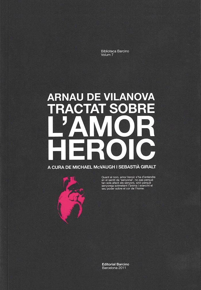 TRACTAT SOBRE L'AMOR HEROIC, de VILANOVA | portada del libro
