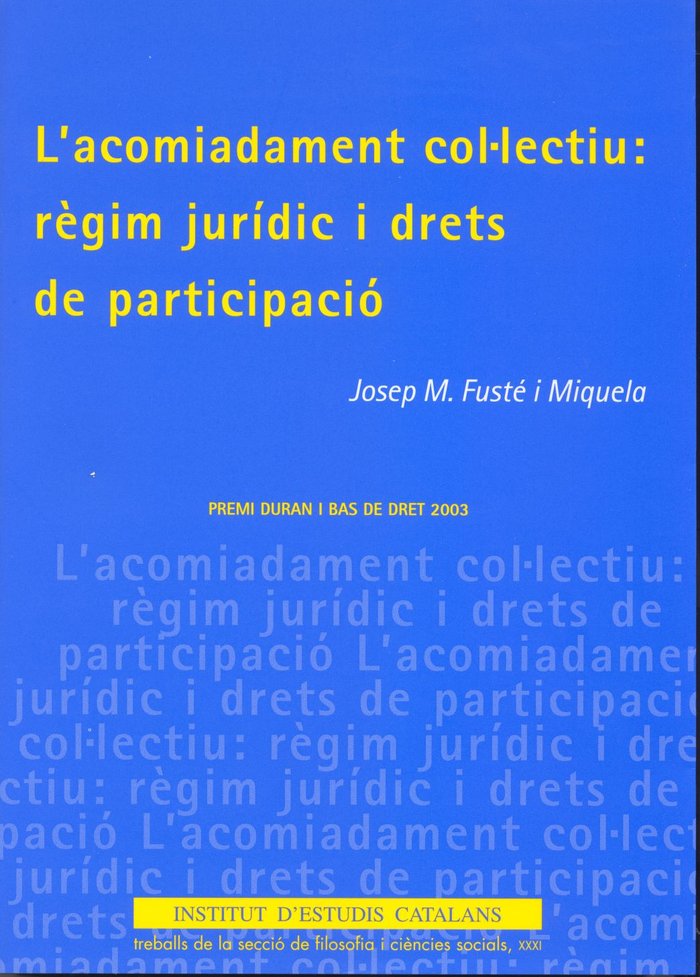 L'acomiadament col·lectiu: Règim jurídic i drets de participació, de Fusté i Miquela, Josep M. | portada del libro
