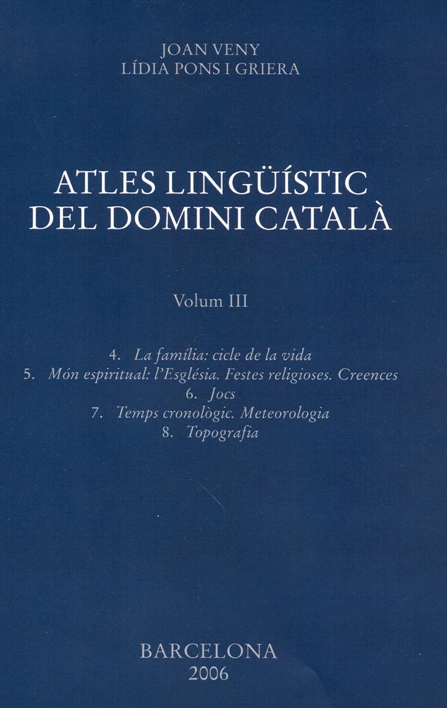 Atles lingüístic del domini català. Volum III, de Veny i Clar, Joan | portada del libro