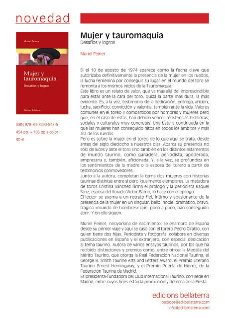 MUJER Y TAUROMAQUIA, de FEINER, Muriel | portada del libro