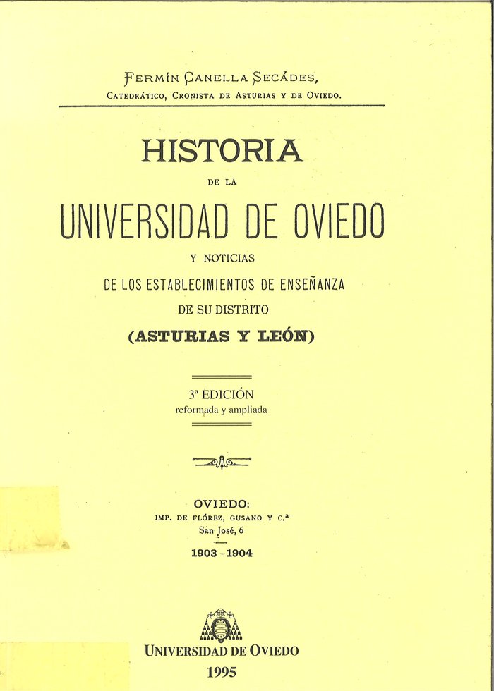 Historia de la Universidad de Oviedo, de Canella Secades | portada del libro