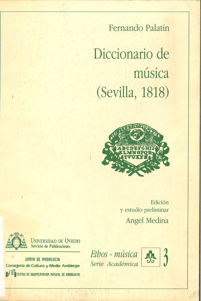 Diccionario de música (Sevilla, 1818), de Palatín | portada del libro
