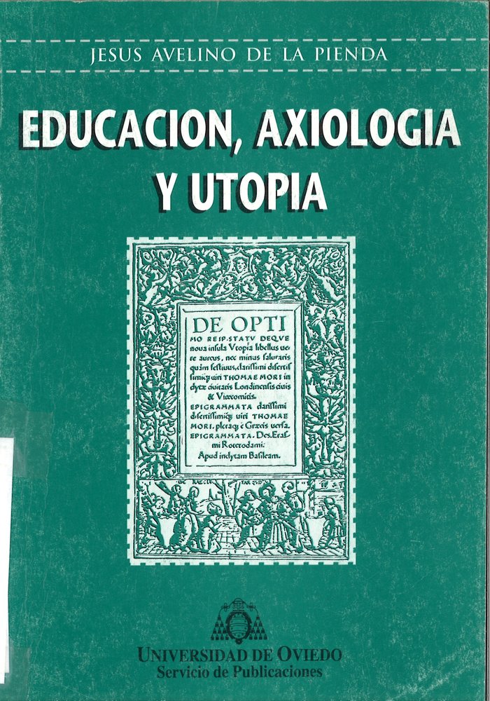 Educación, axiología y utopía, de De La Pienda | portada del libro