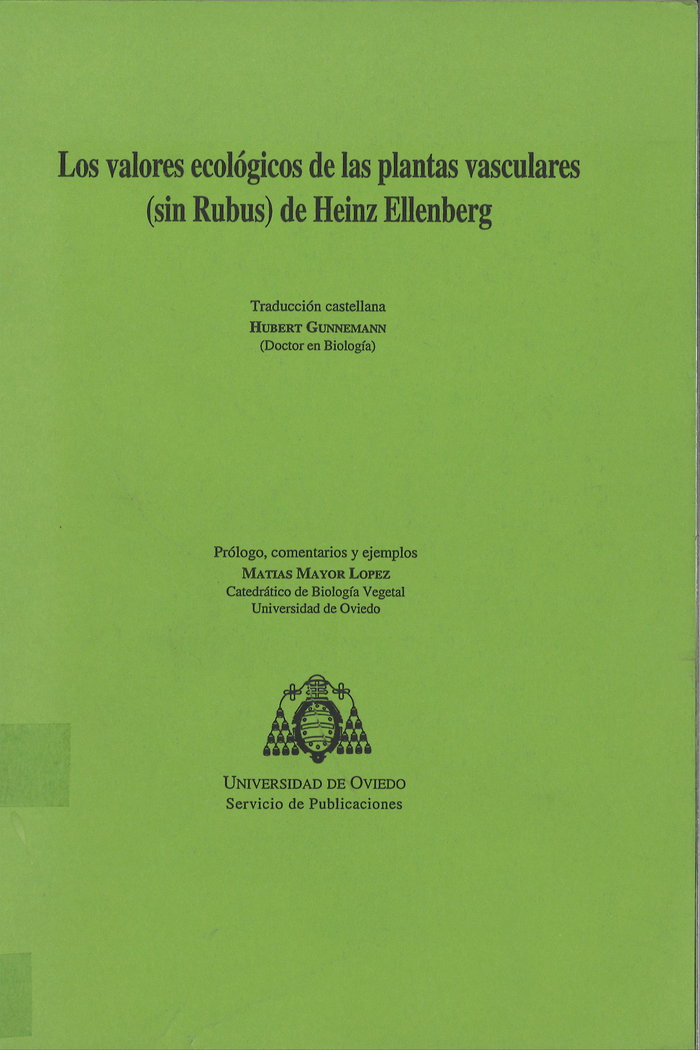 Los valores ecológicos de las plantas vasculares (sin Rubus) de Heinz Ellenberg, de Ellenberg | portada del libro