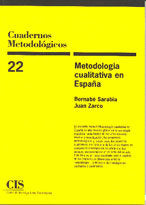 Metodología cualitativa en España, de Sarabia, Bernabé | portada del libro