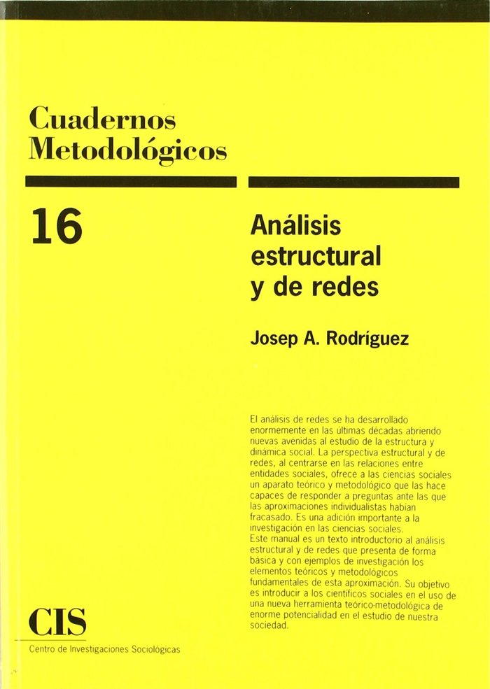 Análisis estructural y de redes, de Rodríguez, Josep A. | portada del libro