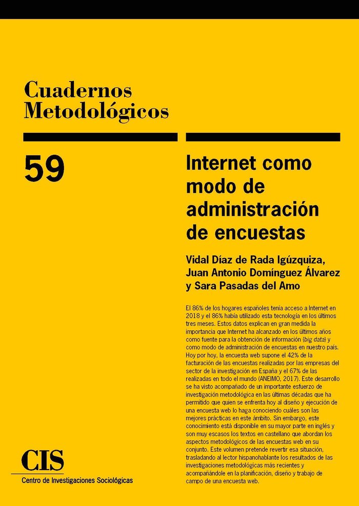 Internet como modo de administración de encuestas, de Díaz de Rada Igúzquiza, Vidal | portada del libro