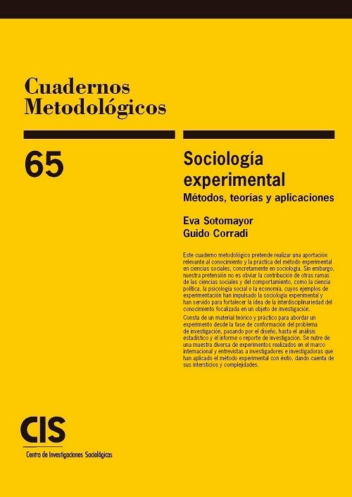 SOCIOLOGIA EXPERIMENTAL: METODOS, TEORIAS Y APLICACIONES, de SOTOMAYOR, EVA | portada del libro