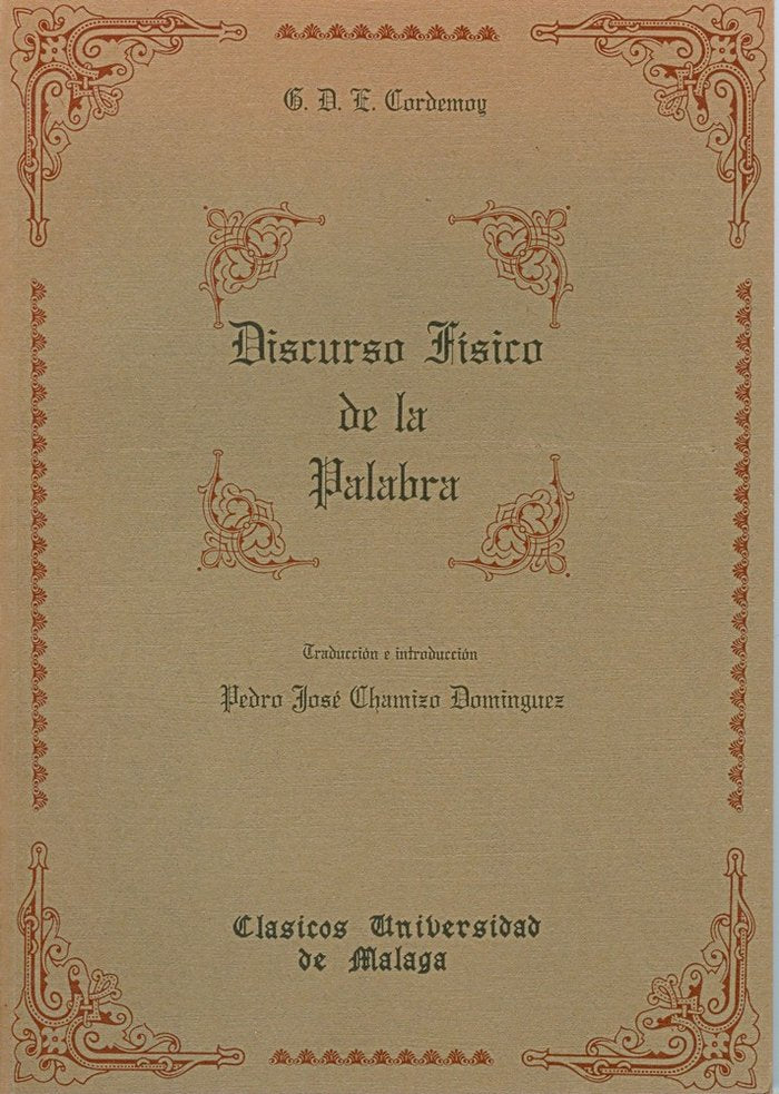 Discurso físico de la palabra, de Cordemoy | portada del libro