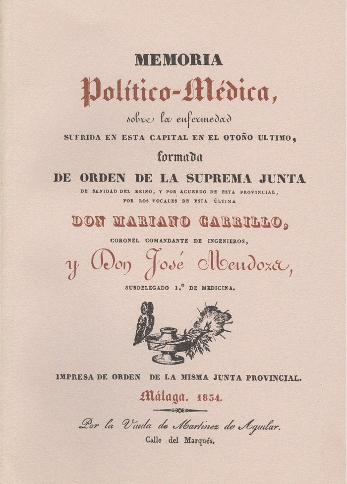 Memoria político médica sobre la enfermedad sufrida en esta capital en el otoño último, de Carrillo | portada del libro