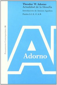 Actualidad de la filosofía, de Adorno | portada del libro