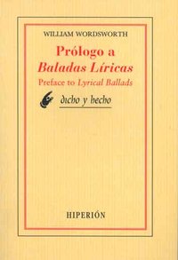 Prólogo a "Baladas líricas" = (Preface to "Lyrical ballads", 1800, 1802), de Wordsworth | portada del libro