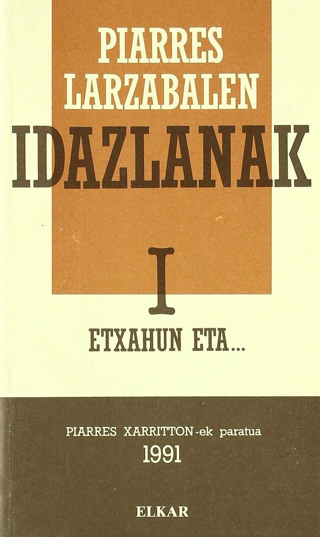 Piarres Larzabalen idazlanak 1, de Larzabal | portada del libro
