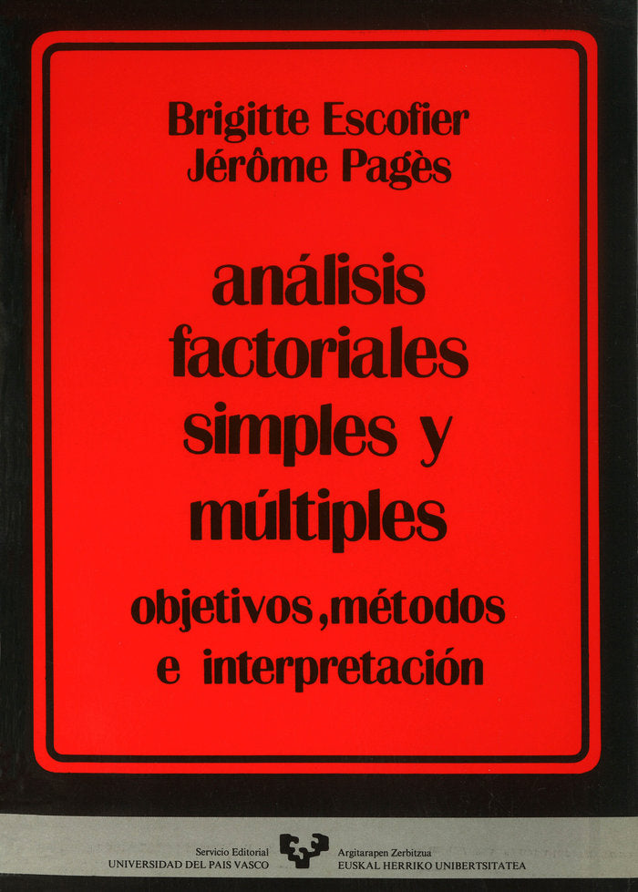 Análisis factoriales simples y múltiples, de Escofier | portada del libro