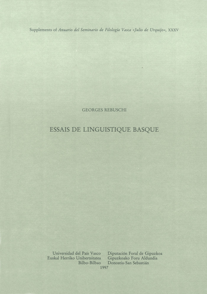Essais de linguistique basque, de Rebuschi, Georges | portada del libro