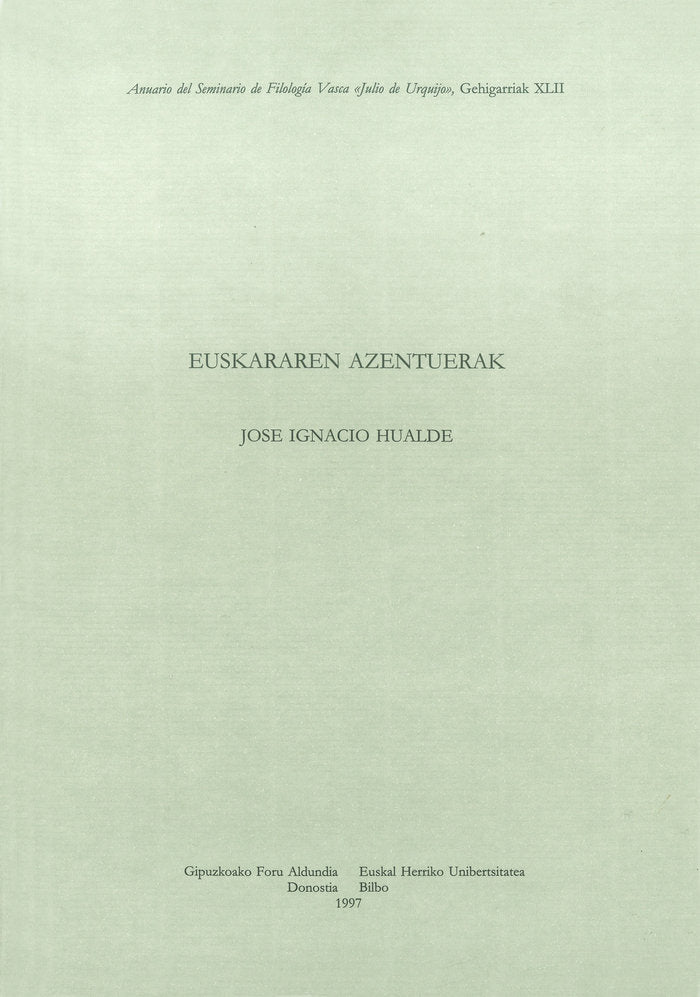 Euskararen azentuerak, de Hualde, José Ignacio | portada del libro