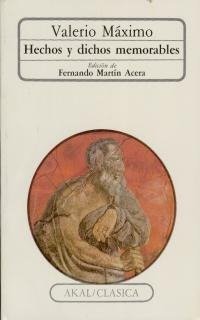 HECHOS Y DICHOS MEMORABLES, de Valerio Máximo | portada del libro