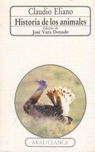 Hª DE LOS ANIMALES (CLAUDIO ELIANO), de Eliano | portada del libro