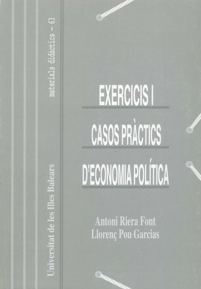 Exercicis i casos pràctics d'economia pol¡tica, de RIERA FONT, ANTONI | portada del libro