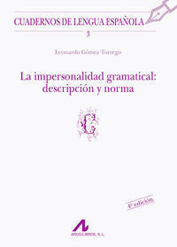 La impersonalidad gramatical, de Gómez Torrego, Leonardo | portada del libro