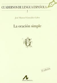 La oración simple (G), de González Calvo, José Manuel | portada del libro