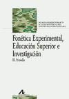Fonética Experimental, Educación Superior e Investigación, de Varios autores | portada del libro