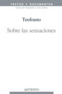 SOBRE LAS SENSACIONES, de TEOFRASTO | portada del libro