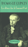 Los últimos días de Emmanuel Kant, de De Quincey | portada del libro
