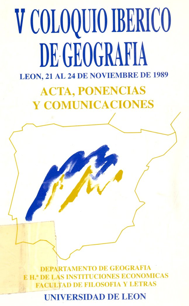 ACTAS DEL V COLOQUIO IBERICO DE GEOGRAFIA | portada del libro