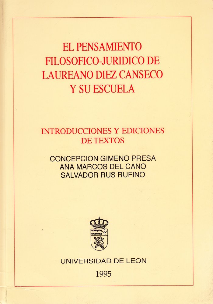 EL PENSAMIENTO FILOSOFICO JURIDICO DE LAUREANO DIEZ CANSECO, de GIMENO PRESA, CONCEPCION | portada del libro