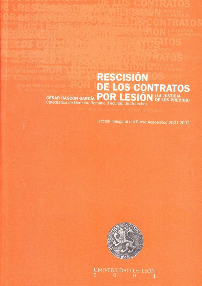 RESCISION DE LOS CONTRATOS POR LESION, de RASCON GARCIA, CESAR | portada del libro