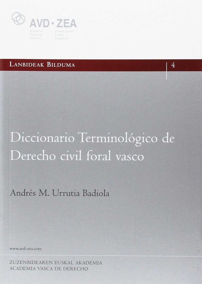 DICCIONARIO TERMINOLOGICO DE DERECHO CIVIL VASCO | portada del libro