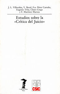 Estudios sobre la <<Crítica del Juicio>>, de Villacañas, J.L | portada del libro