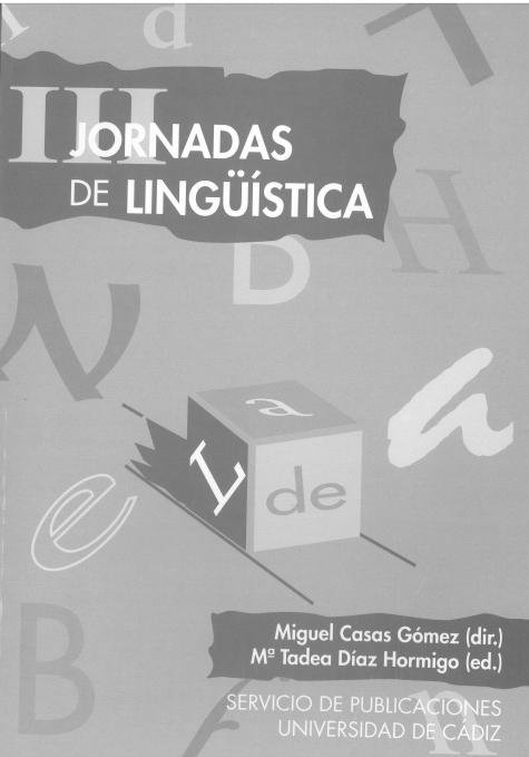 Jornadas de lingü¡stica, III | portada del libro