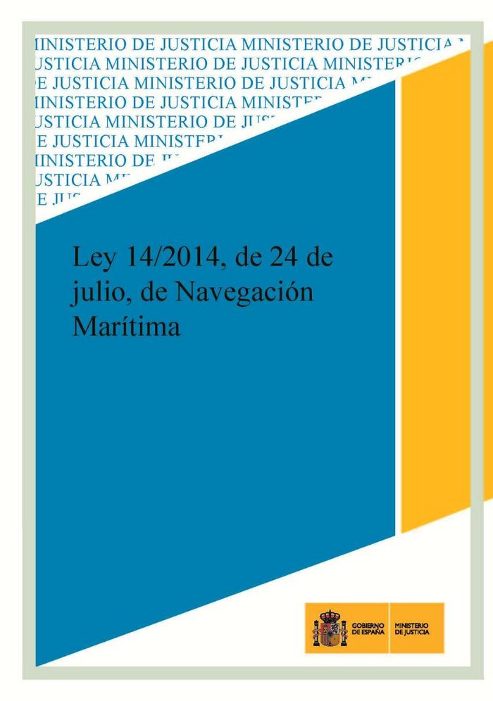 Ley 14/2014, de 24 de julio, de navegación marítima, de Ministerio de Justicia | portada del libro