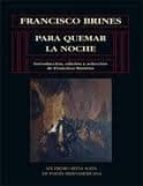 Para quemar la noche, de Francisco Brines | portada del libro