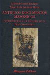 Antiguos documentos masónicos, de Corral Baciero | portada del libro