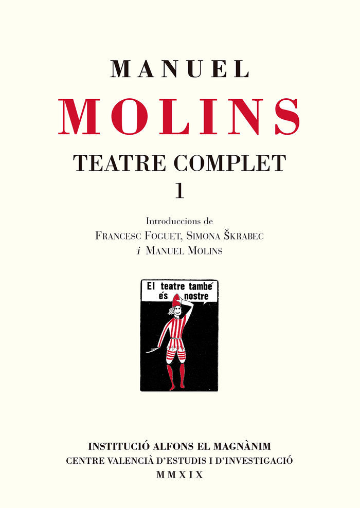 Manuel Molins. Teatre complet 1, de Molins Casaña, Manuel | portada del libro