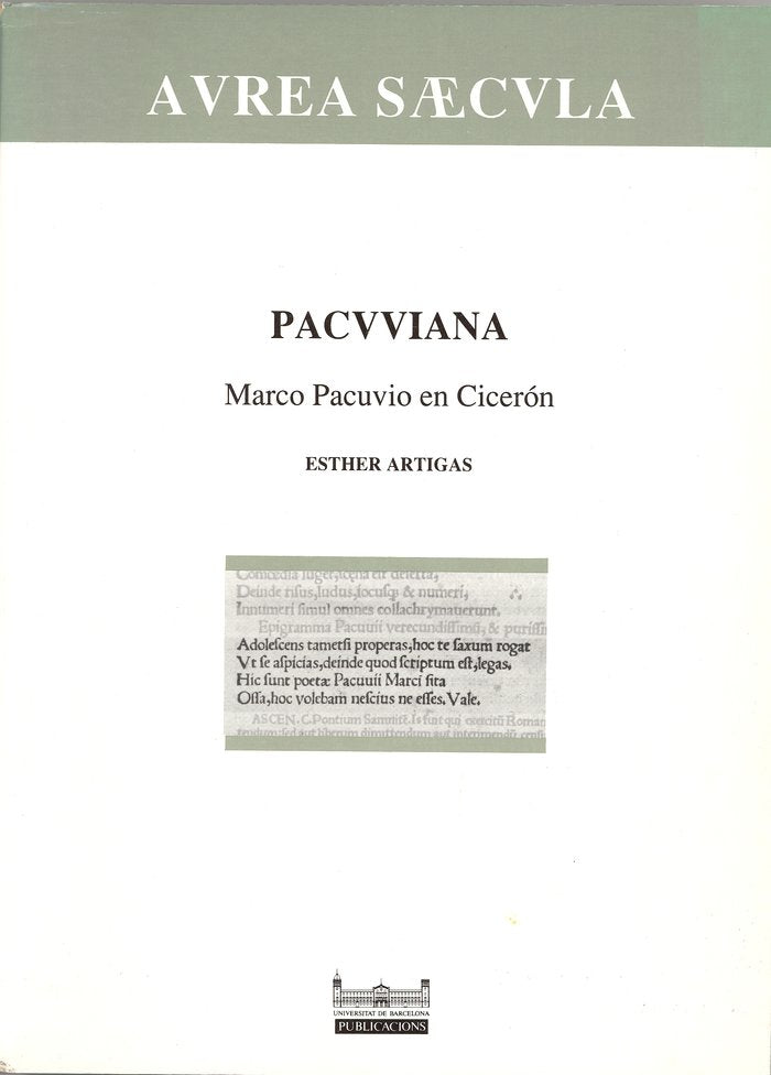Pacuuiana - Marco Pacuvio en Cicerón, de Artigas Álvarez | portada del libro