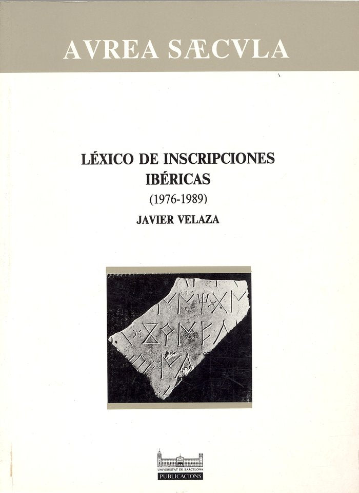 Léxico de inscripciones ibéricas (1976-1989), de Velaza Frías | portada del libro