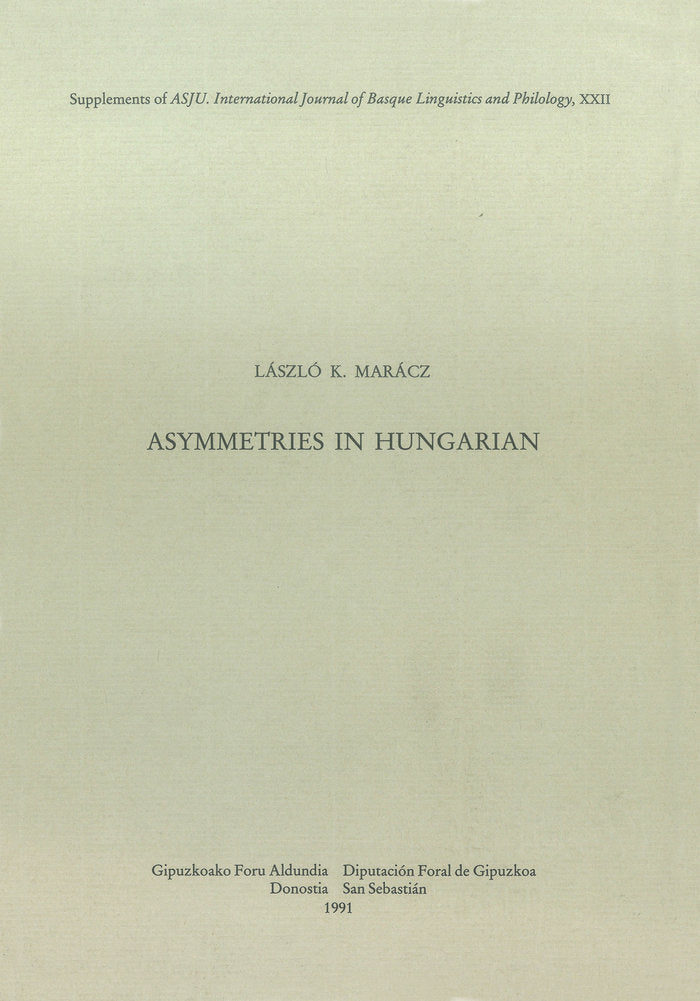 Asymmetries in Hungarian, de Marácz, László K. | portada del libro