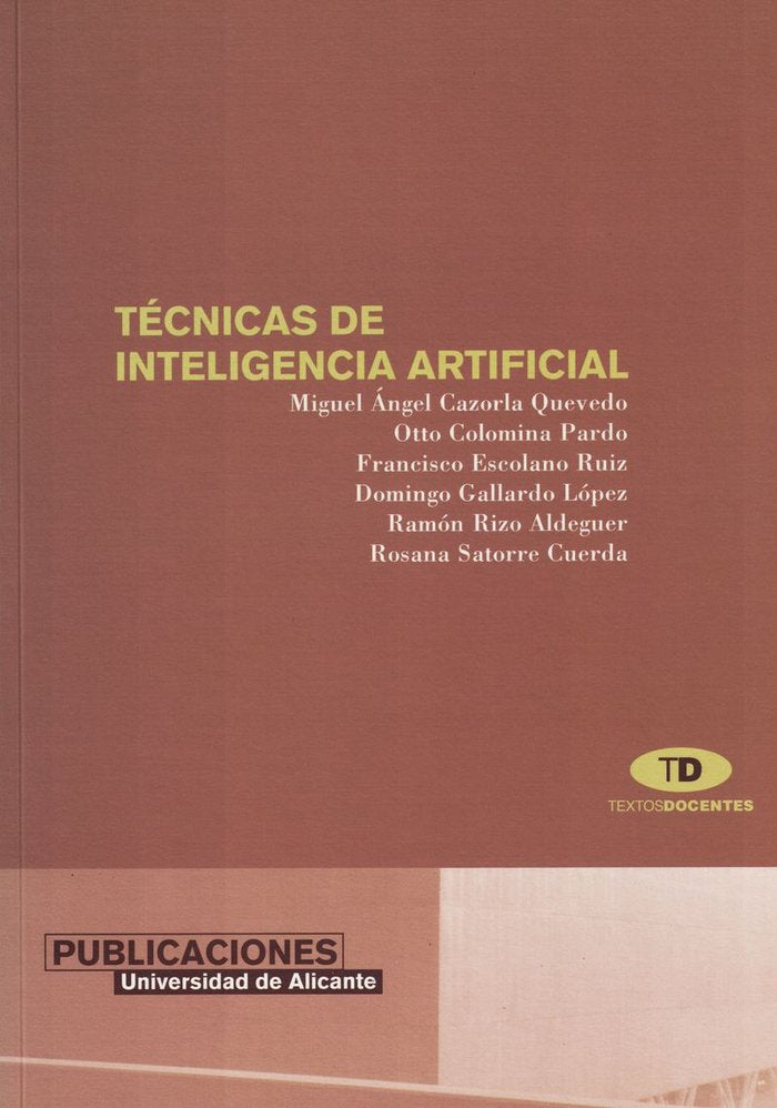 Técnicas de inteligencia artificial, de Cazorla Quevedo | portada del libro