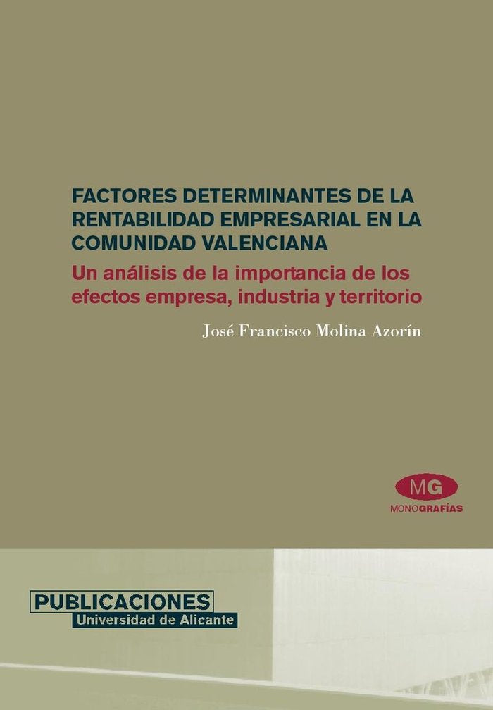Factores determinantes de la rentabilidad empresarial en la Comunidad Valenciana, de Molina Azorín | portada del libro