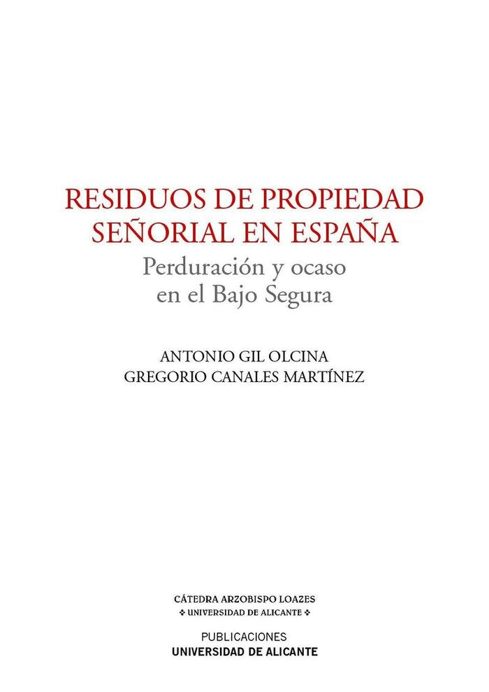Residuos de propiedad señorial en España, de Gil Olcina | portada del libro