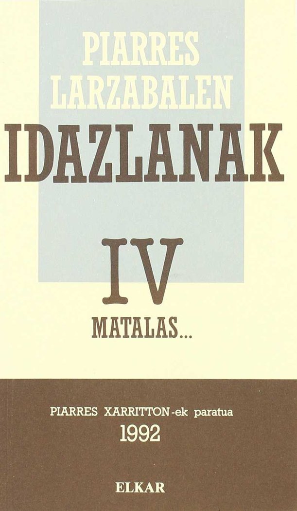 Piarres Larzabalen idazlanak 4, de Larzabal | portada del libro